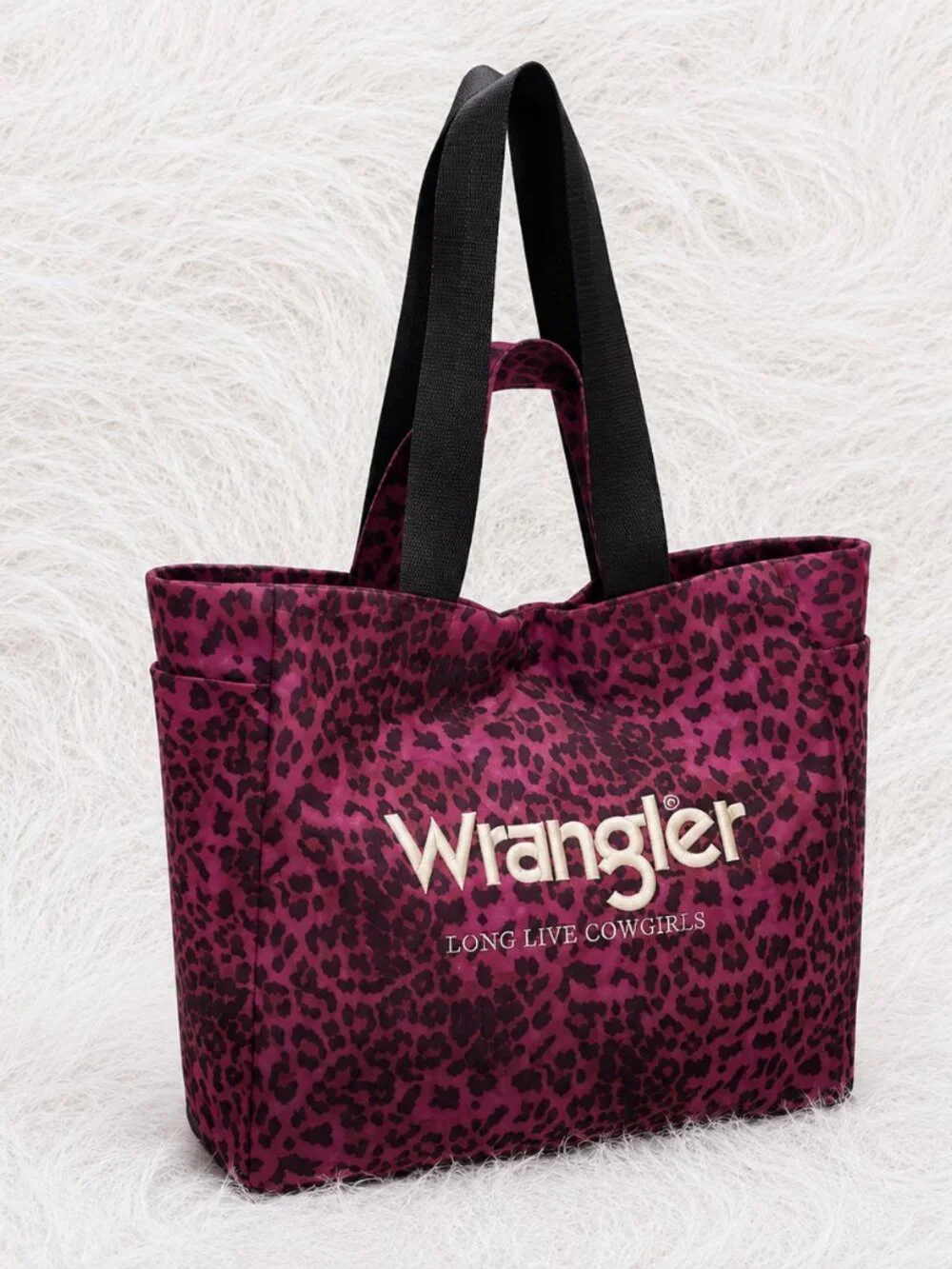 Wrangler Pink Leopard Print Long Live Cowgirls Tote Bag
